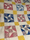 Vtg Pinwheel Nine Patch Quilt 74x89 Hand Sewn Feed Flour Sack Top — photo 7