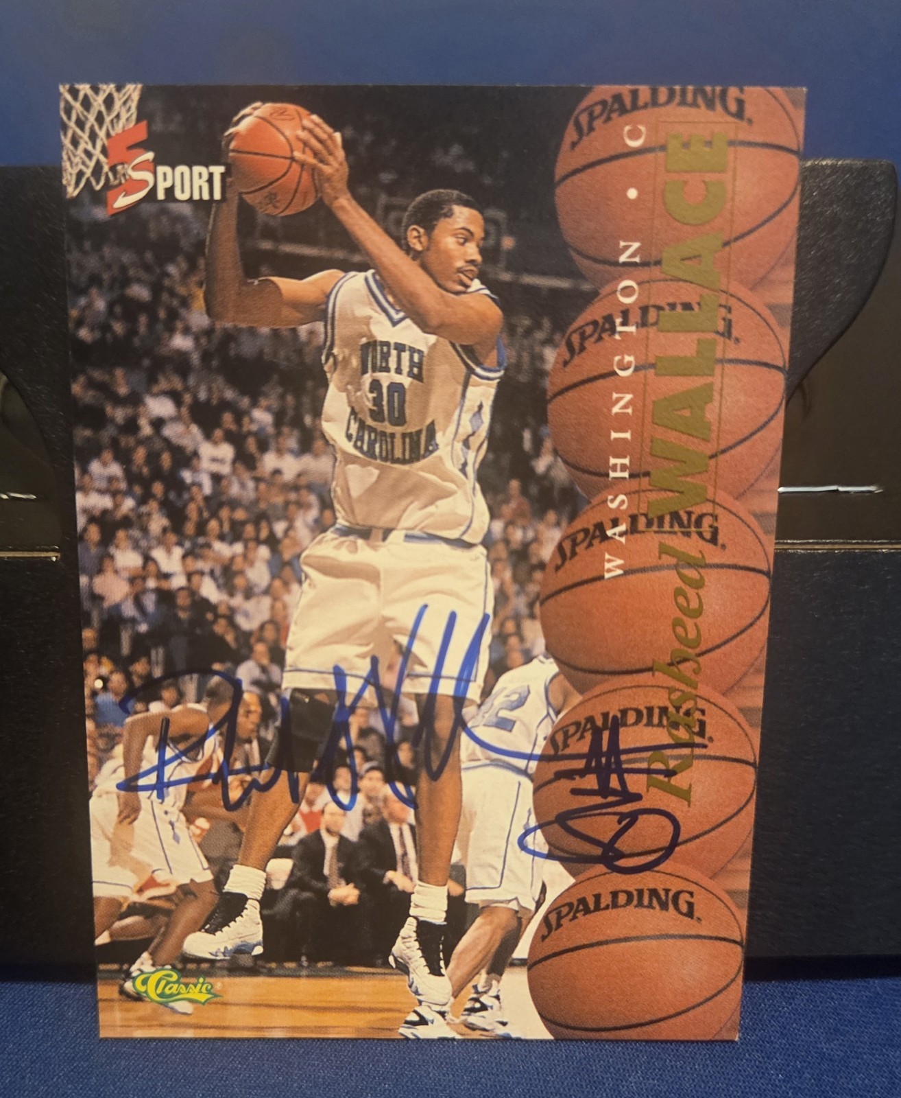 1995 Classic 5 Sport Rasheed Wallace Rookie Auto RC UNC North Carolina Tarheels 