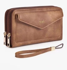 CLUCI Wallet Women Large Capacity Wristlet Purse for Women Long Ladies Wallet RF