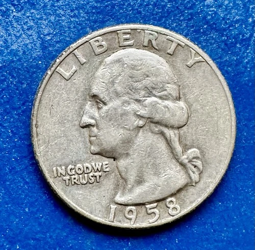 1958-D Washington Quarter. 90% Silver. AU Condition. Charity Auction.