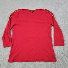 Lauren Ralph Lauren Shirt Womens XL Red Top Long Sleeve LRL