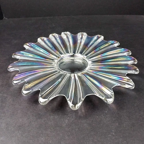 Vintage Federal Glass 11.5" Bowl Celestial Iridescent Glass Flower Starburst