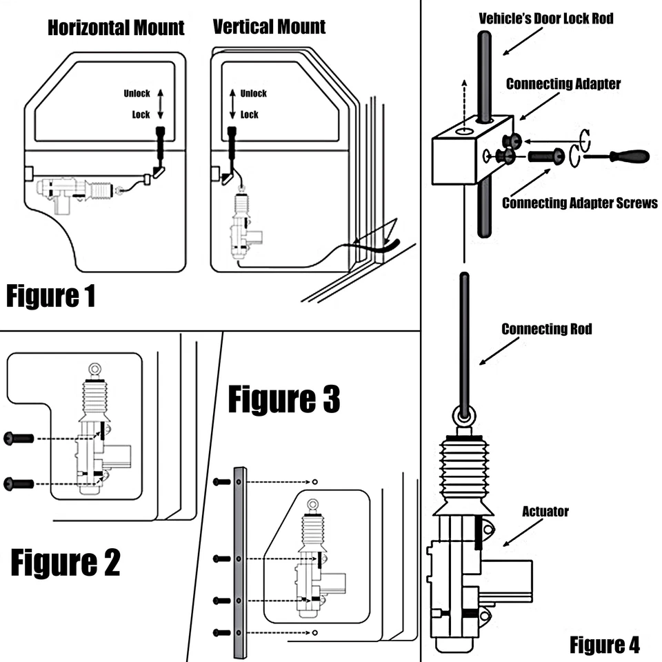 2Pcs 12V 2 Wire Slave Car Central Locking Door Motor Solenoid Actuator Keyless & Foto 2 de 4