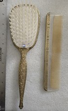 Vintage Gold Metal Brush Comb Set
