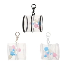  3 Pcs Keychain Lipstick Holder Pvc Action Figure Case Coin Purse with