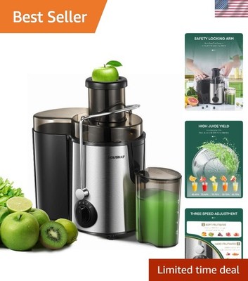 Powerful 800W Silver Centrifugal Juicer with Easy Clean Features & Recipe Book