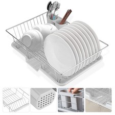 Draining Tray Cutlery Holder Large Dish Drying Rack Drainer Kitchen Sink Plate