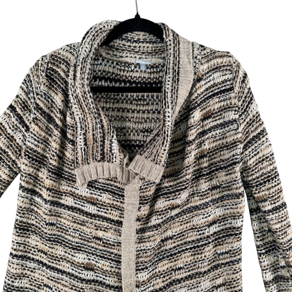 Cárdigan Suéter Cuello Chal Rayas Abuela Costera Neutro Softcore S Foto 2 de 4