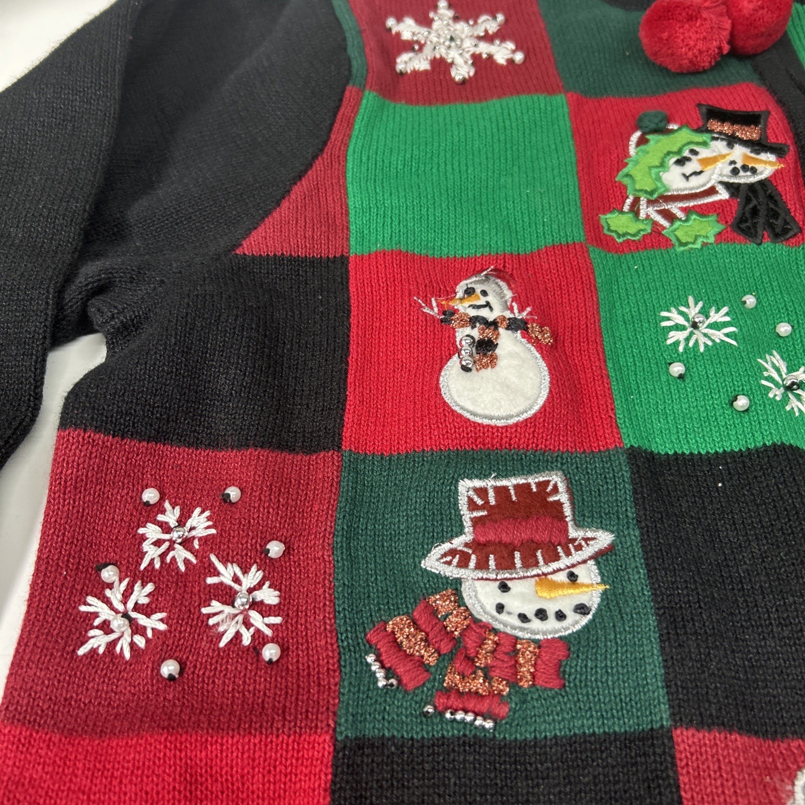 VTG Basic Editions Christmas Full Zip Sweater Sno… - image 3