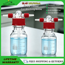 250mL/500mL Lab Gas Washing Bottle, Lab Glassware, Drechsel Head, GL45 Mouth New