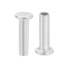 50Pcs 4mm x 14mm Aluminum Flat Head Semi Tubular Rivets Silver Tone