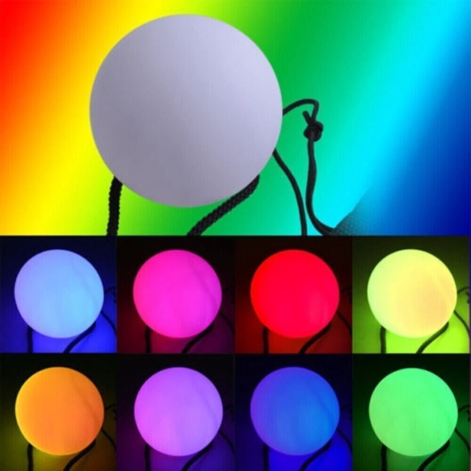 2Pcs Multicolor Glow POI LED Bälle Blinklicht Für Erwachsene Kinder Jonglieren - Bild 3 von 4