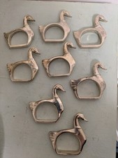 8 Vintage Serviettenringe  Enten Aus Metall Versilbert
