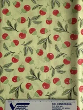 Clara by P & B Textiles Quilt Fabric Cherries on Green Background Cotton Vtg