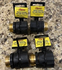 (4)- VIGORO 27942 Brass Shut-Off Water Hose Quick-Connect Set. LOT OF FOUR PCS
