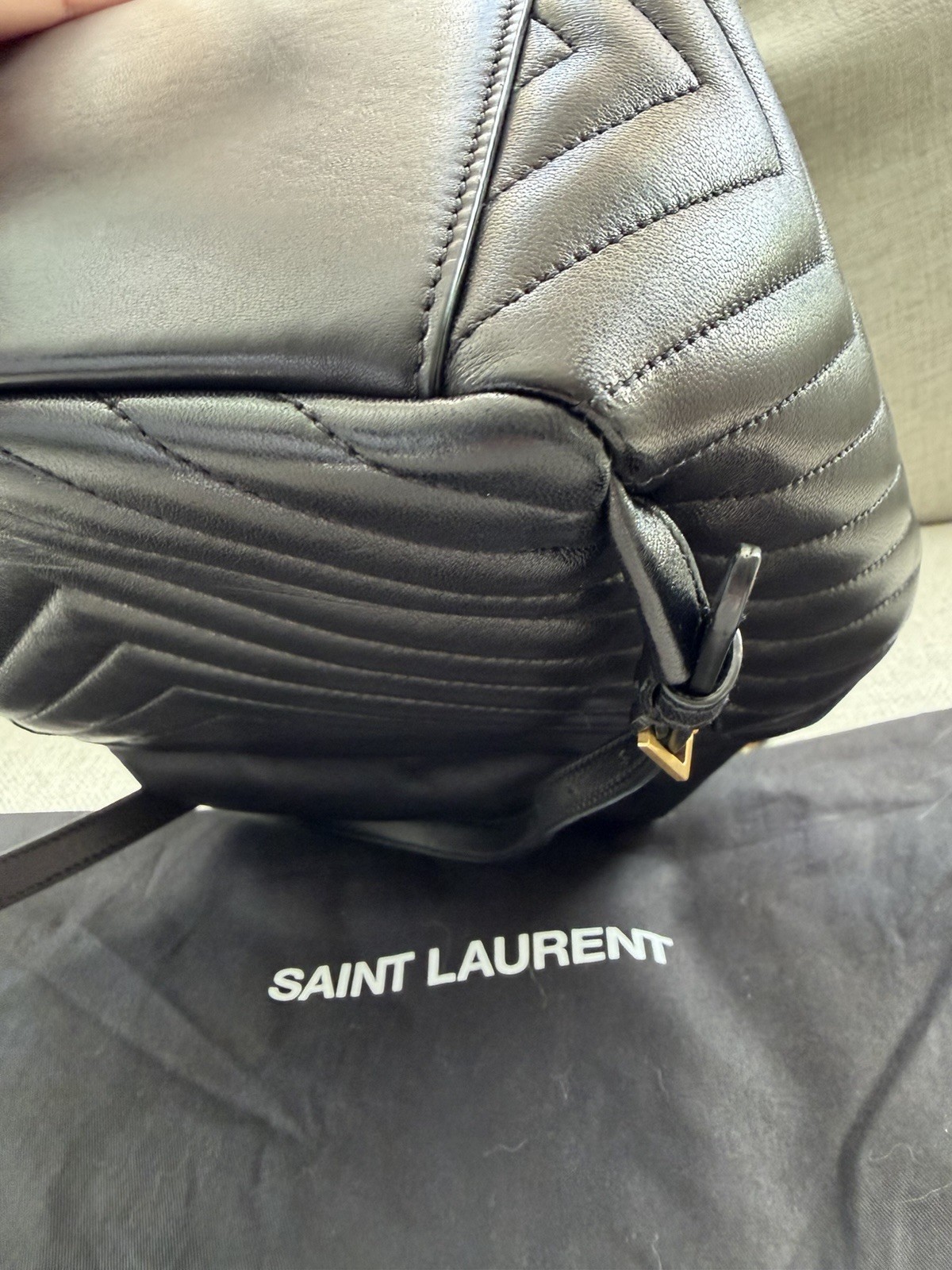 Authentic Saint Laurent Joe Drawstring Black Quil… - image 14