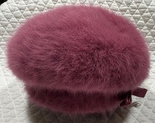 Kangol England Vintage Cranberry Plush Angora Fur Beanie Beret Hat Cap SOFT 