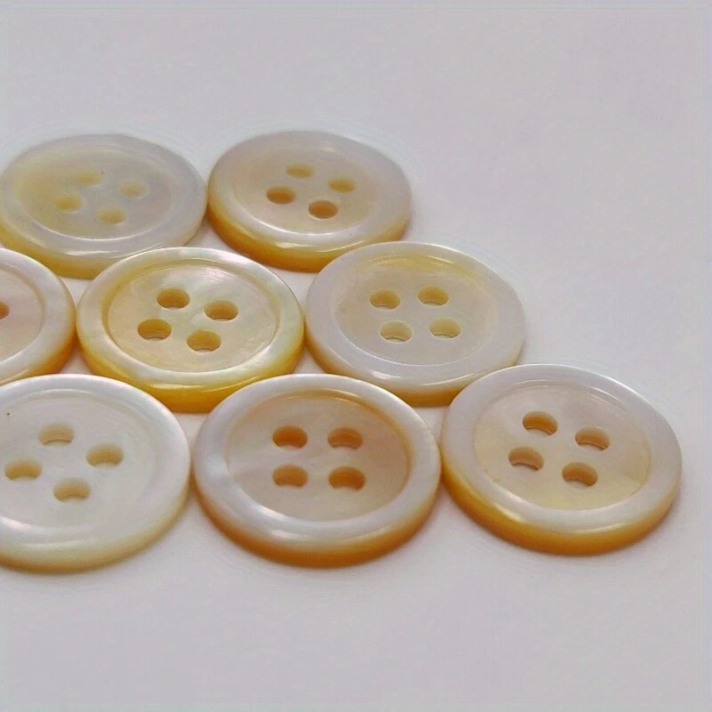 10pcs Natural Shell 4-hole Flat Button Garment DIY Shirt Sewing 1-1.25cm - Image 3 of 4