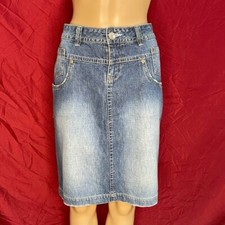 Vintage Y2K Unionbay Embroidered Pockets Distressed Denim Skirt Size 11