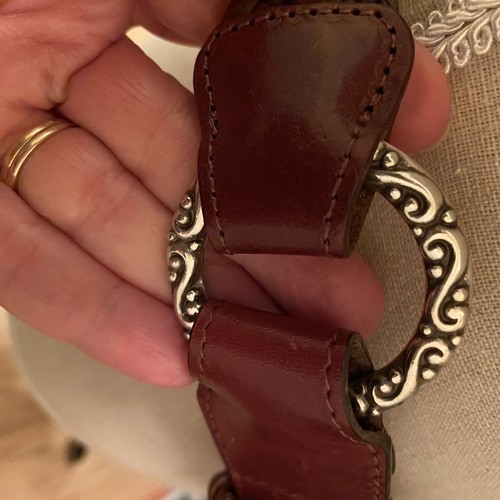 Brighton Brown Leather Belt Rope Silver Loop Accents 31”-35” Adjustable Nice Vtg - Picture 10 of 15