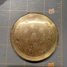 Vintage KIGU Of London Gold Toned Round England Compact Powder & Screen