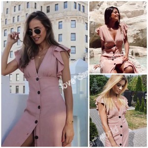 zara rustic dress with ruffle trim