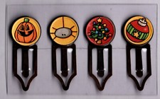 HALLOWEEN  CHRISTMAS ICONS Antique Copper 4 HANDMADE Metal Clips bookmarks