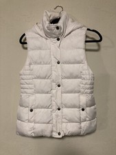 Women ABERCROMBIE  FITCH white Quilted Zip Up Puffy Vest Hoodie Sz Med