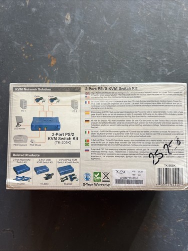 Trendnet TK-205K 2-port Ps/2 Kvm Switch Kit New Cables Included ——————-18 - 第 3/10 張圖片