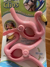 Set of 2 Pink Flamingoes Towel Clips Beach Pool O2Cool Boca Clips New