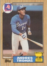 Andres Thomas 1987 Topps #296 Rookie Gold Cup Atlanta Braves MLB Baseball Card