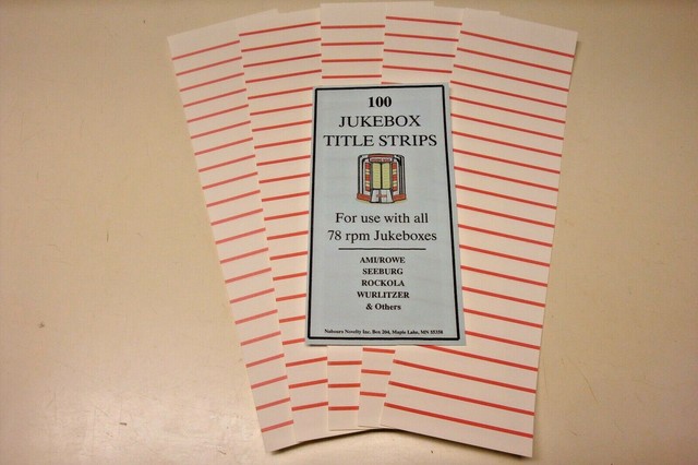 78 rpm Jukebox Blank Title Strips Jukebox Labels 100 Strips Perforated 78 rpm Jukebox Blank Title Strips Jukebox Labels 100 Strips Perforated