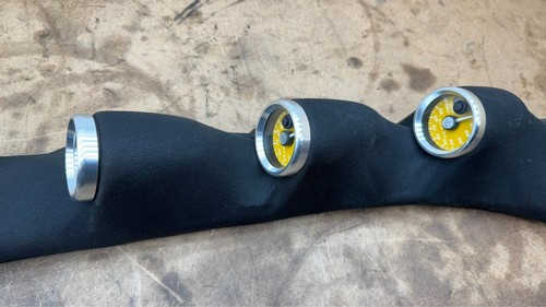 Pontiac GTO Triple Gauge A Pillar Pod w/ YELLOW Gauges - needs upholstery fixed! - Picture 7 of 24