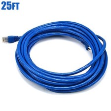 25FT Cat6A RJ45 Ethernet LAN Network STP Shielded Cable 550MHz Copper Wire Blue