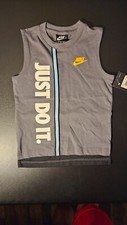 Nike Boys L 6-7 Yrs Gray Sleeveless Tank Graphic Shirt Just Do It