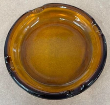 Cigar Cigarette Ashtray 8" Heavy 4 Slots Cargo Vintage Large Amber Glass