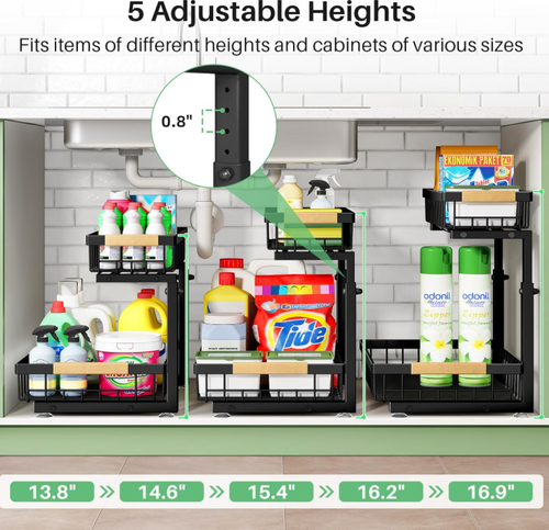 Under Sink Organizer, 2 Packs 2 Tier Under Sink Organizers and Storage - NEW - Picture 7 of 8
