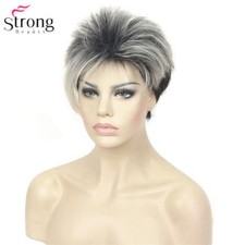 StrongBeauty Short Asymetrical Black Blonde Ombr Synthetic Women s Wig