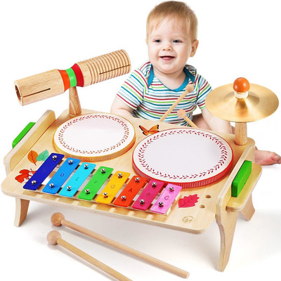 Sweet Time Kinder Schlagzeug, Baby Musikinstrumente Spielzeug für Kleinkinder, 7 in 1 Set