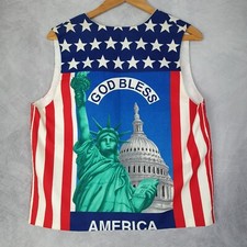 Vintage American Flag Vest Mens Medium Stars Stripes Patriotic USA Handmade