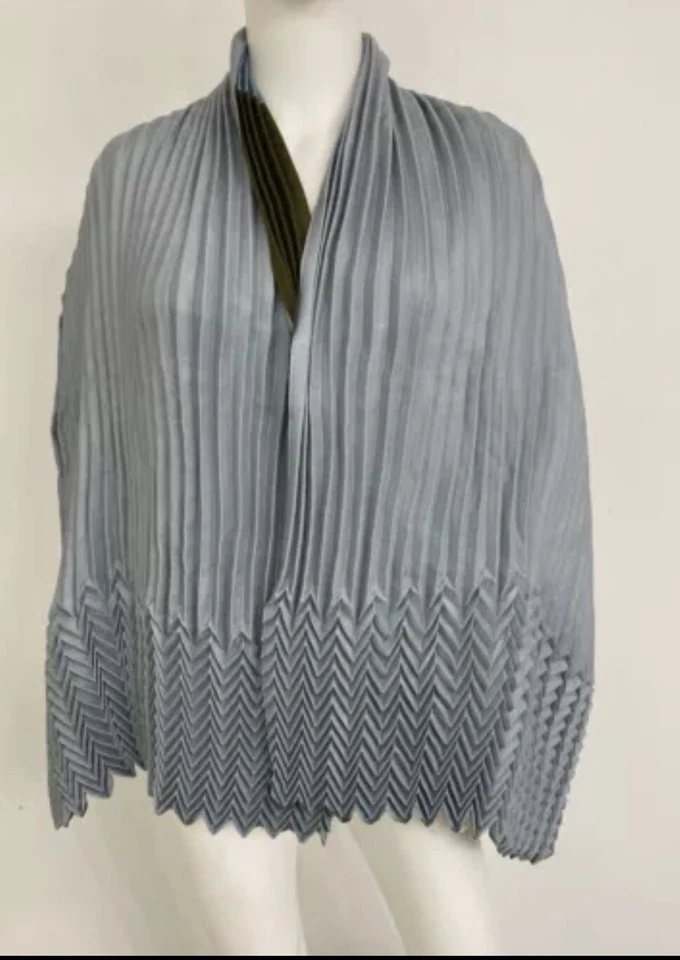 Дизайнерский двуликий кашемировый шелковый шарф-шаль со складками для аккордеона 16 x 64 дюйма - Изображение 3 из 4