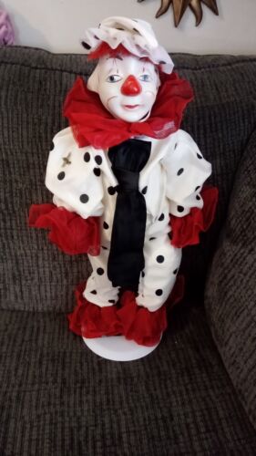 Large Vintage Porcelain Clown Doll, Unique, On Stand 28" - Picture 1 of 17