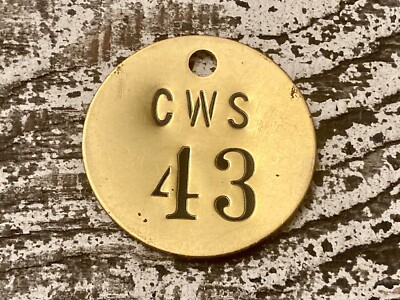 Vintage Number 43 Tag Brass Metal Fob Industrial Keychain Mining Check Mine Chit