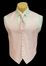 Men's Cardi Collection Light Pink Tuxedo Vest  Tie Wedding Groom Prom Cruise L