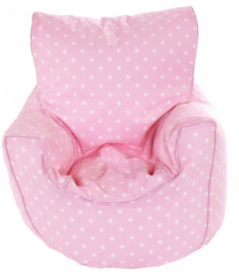 Sitzsack Sessel Baumwolle rosa Punkte mit Bohnen Kindergröße von Bean Lazy