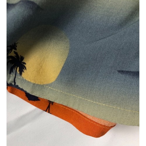 Pierre Cardin Hawaiian Button Down Shirt Sailboat PalmTrees Blue/Orange Men Sz M - Picture 10 of 11