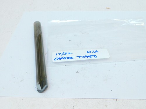 LIGHT USED (USA) CARBIDE TIPPED STRAIGHT SHANK DRILL 17/32" (.5312) - Picture 2 of 2