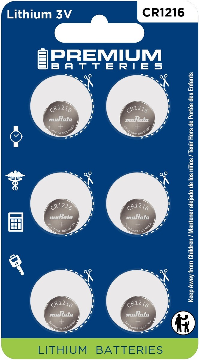 Premium Batteries Murata CR1216 3V Child Safe Lithium Coin Cell (6 Count) |  eBay