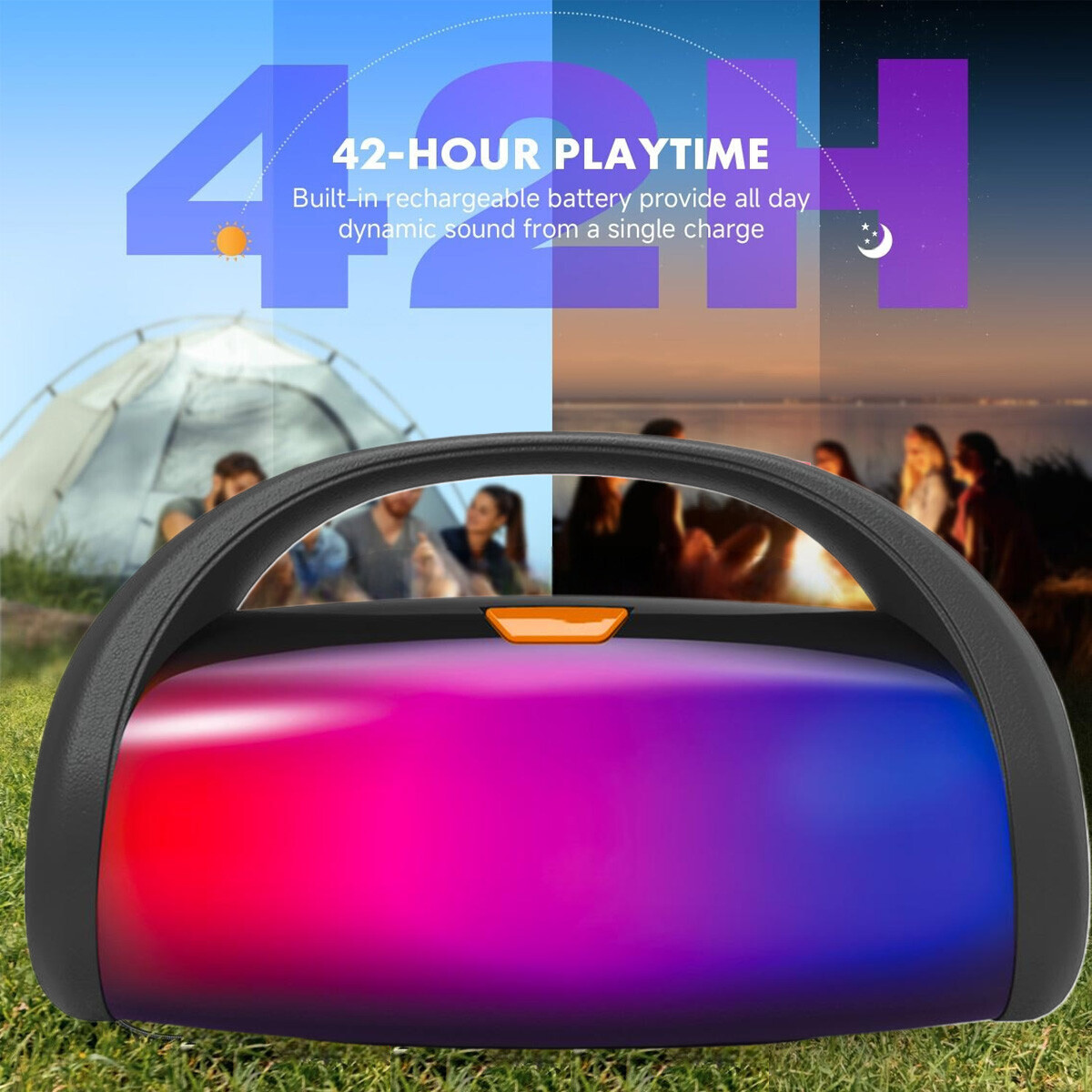 Portable Rechargeable Bluetooth Speaker Dual 3” Bluetooth Boombox FM,USB,TWS,LED