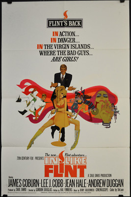 IN LIKE FLINT 1967 ORIGINAL 27X41 MOVIE POSTER JAMES COBURN LEE J. COBB PEAK ART